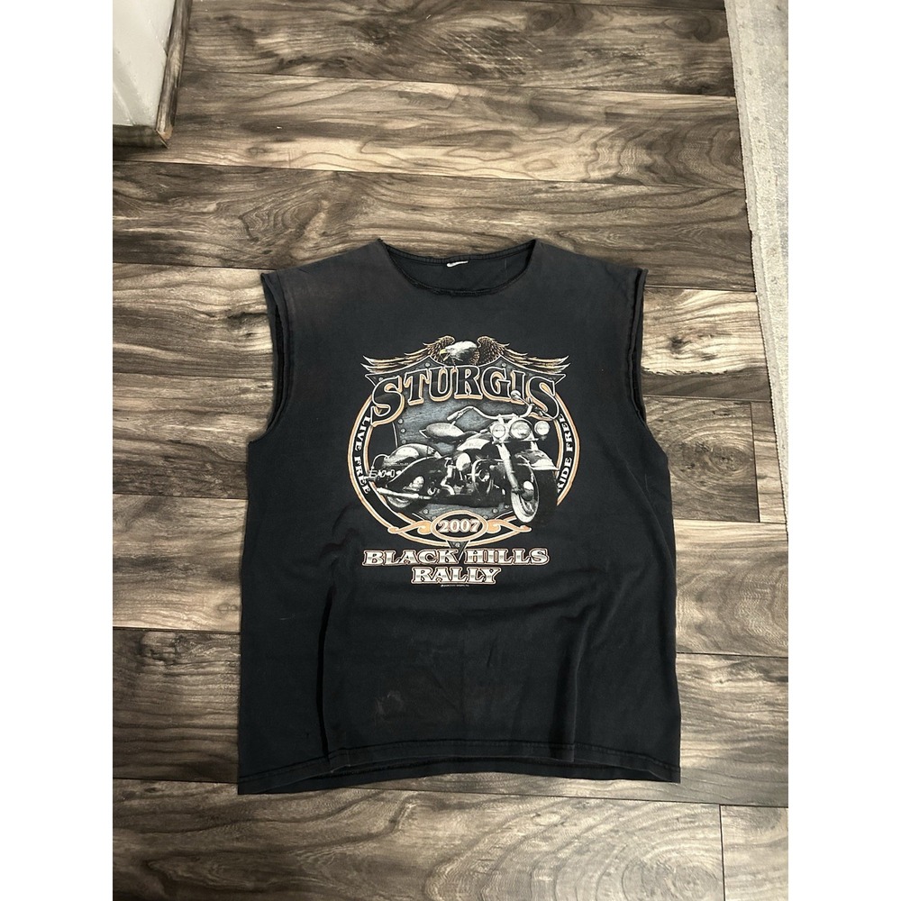 2007 Sturgis Rally Biker Motorcycle Tank Top Sleeveless‎ T Shirt Men's L 577